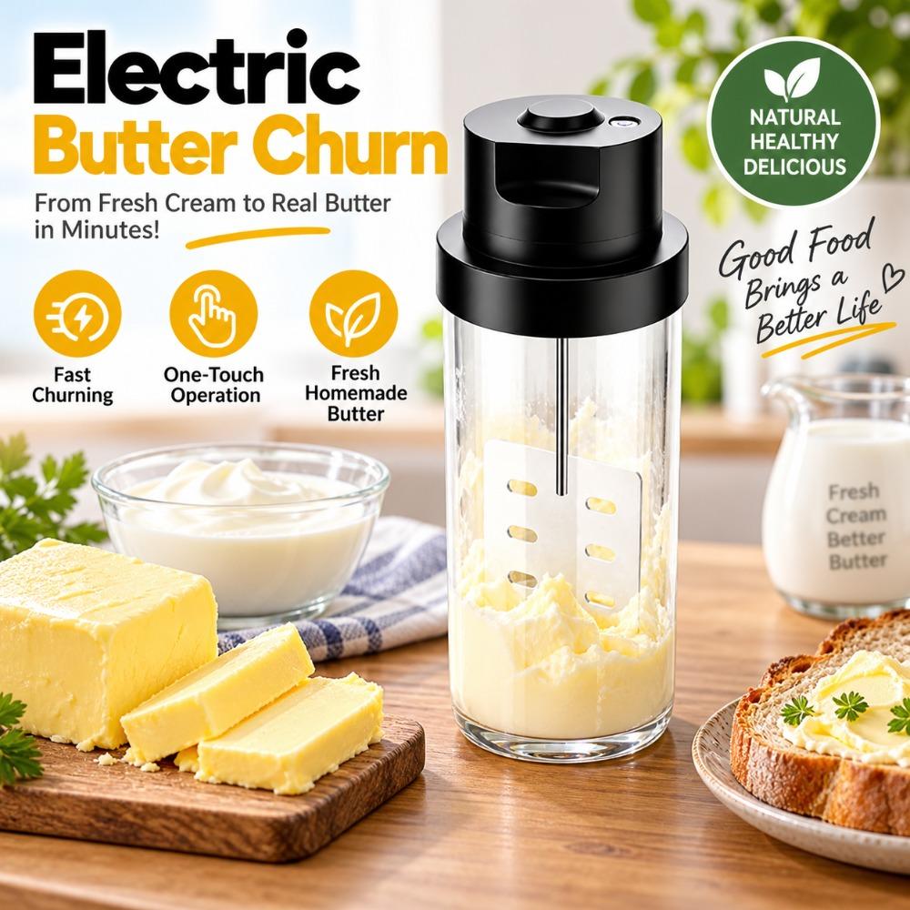 ABS Body Electric Butter Churn Stainless Steel Liner Electric Cream Mixer Kitchen Cooking
