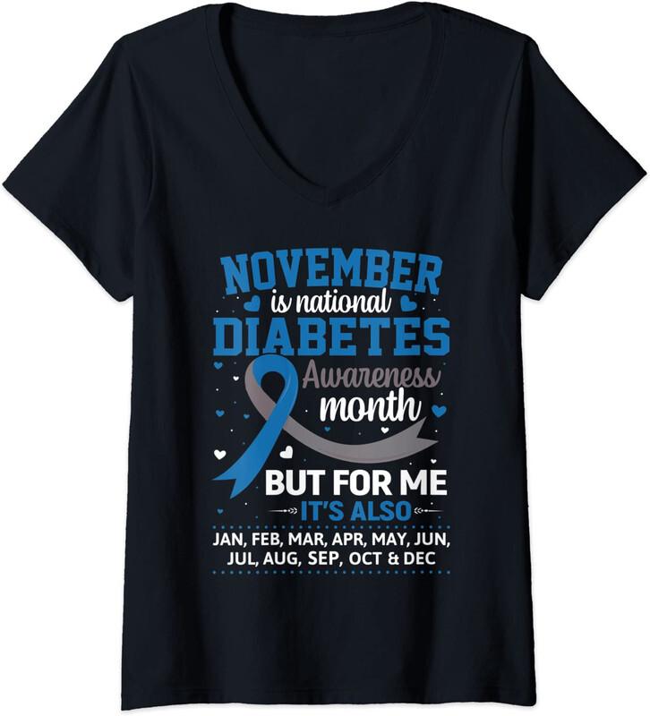 November Is Diabetes Awareness Month Ribbon Ladies' V-Neck Tshirt Unisex T-Shirt