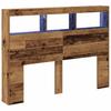 LED Headboard with Shelves Rustic Wood Look 140 X 17 X 102 Cm