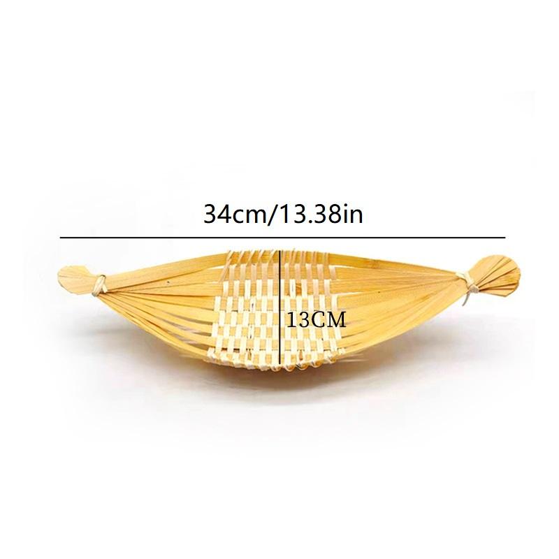 Cesto Portafutta in Bambù Intrecciato a Forma di Barca Vassoio da Tavolo per Soggiorno Cesto per Snack Piatto per Frutta Secca Organizer da Cucina Ecologico