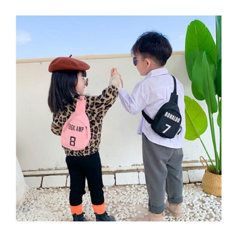 Children's Bag Printed Alphabet Shoulder Bag Cute Cartoon Baby Chest Bag Girls Crossbody Bag