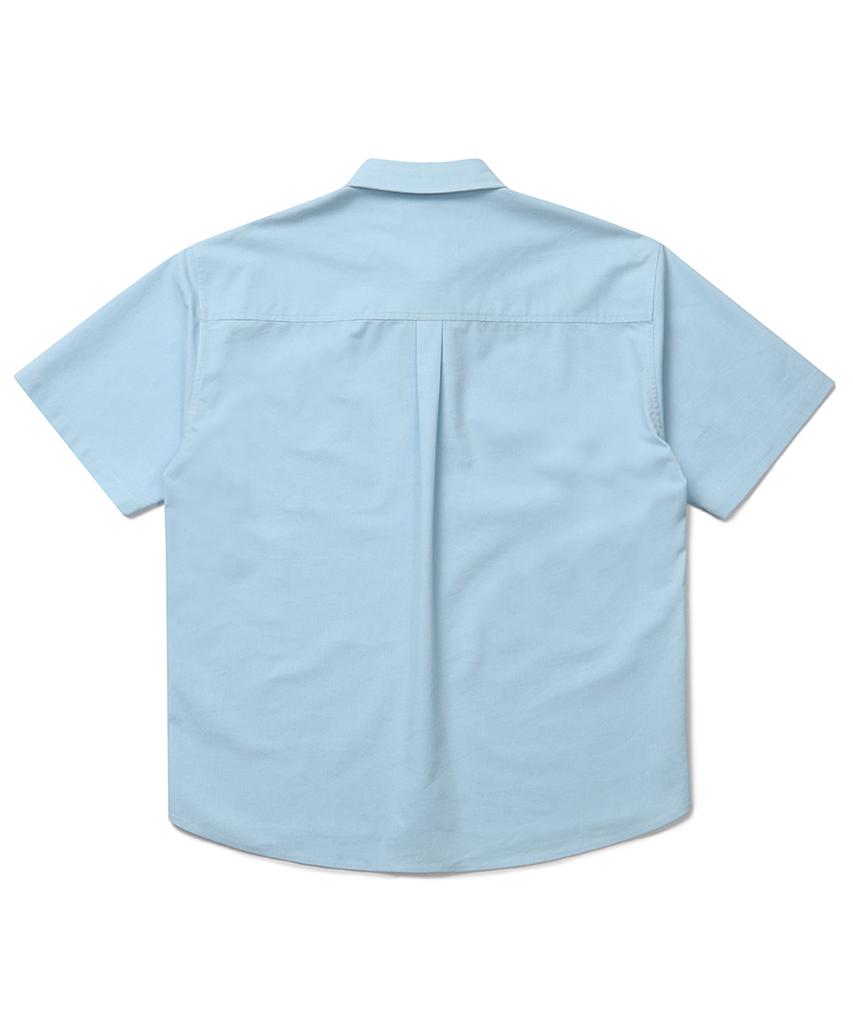 CONNECT KINLOCH Linen Hidden Button Short Sleeve Shirt (Blue)