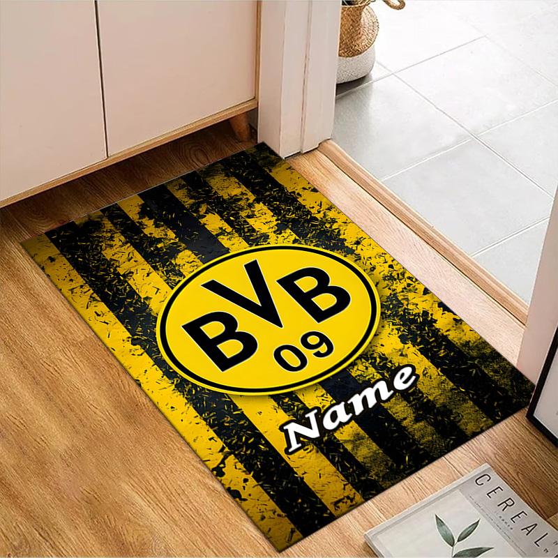 Benutzerdefinierter Name BVB Fanartikel Teppich Spielteppich, Fußmatte für Schlafzimmer Wohnzimmer Eingangsbereich Teppich, Heimdeko Idee Geschenk für Weihnachten Geburtstag