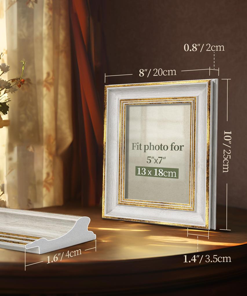 Afuly Photo 2L Size X Wall Vertical and White Decoration Frame, Stylish, (12.7 17.8 Cm), Mounted, Antique, Horizontal, Gold, Celebration, Anniversary,