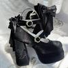 Pantofi cu platformă și toc înalt de vară pentru femei, stil Lolita Mary Jane, pantofi cu toc înalt fashion cu nod de fluture, pantofi pentru petrecere stripper