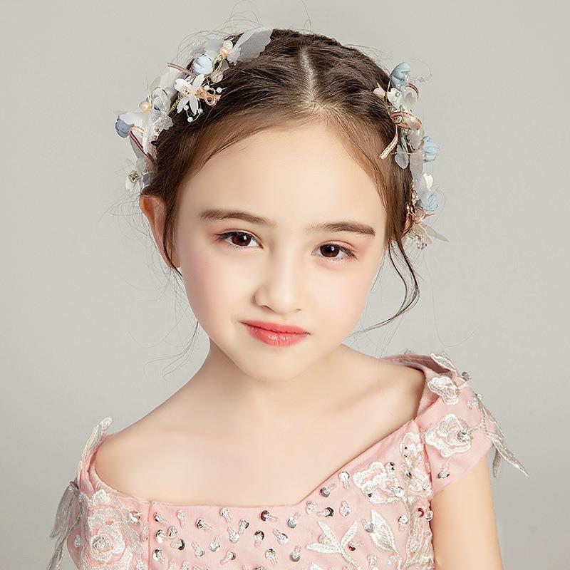 2 STUKS. Bruiloft Hoofddeksel voor Kinderen - Roze & Blauwe Vlinder Bloemenkroon met Handgemaakte Kristallen Kralen, Elegant Haaraccessoire