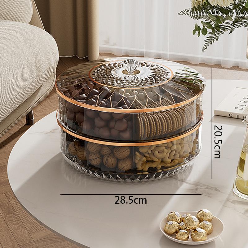 Rotating Compartment Storage Box Light Luxury Living Room Display Dry Fruit Plate Snack Storage Box