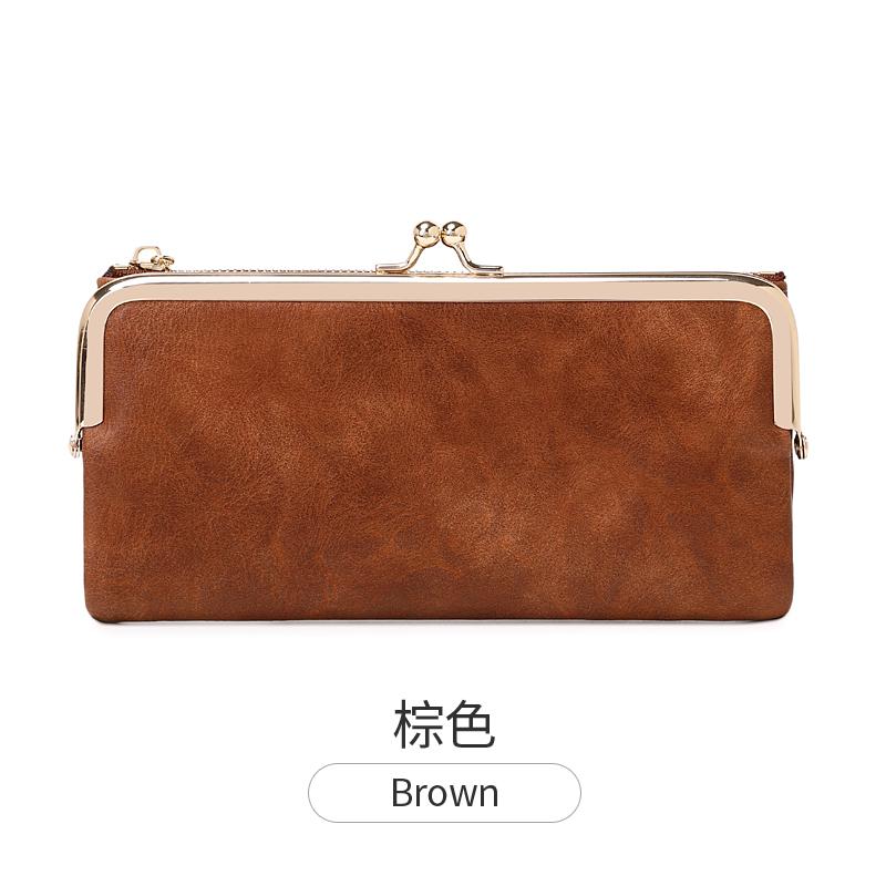 Retro Damen Geldbörse Einfarbig Multifunktionale Lange Geldbörse Vintage Clutch Münzbörse Damen Kartenhalter Reißverschluss Geldbörse