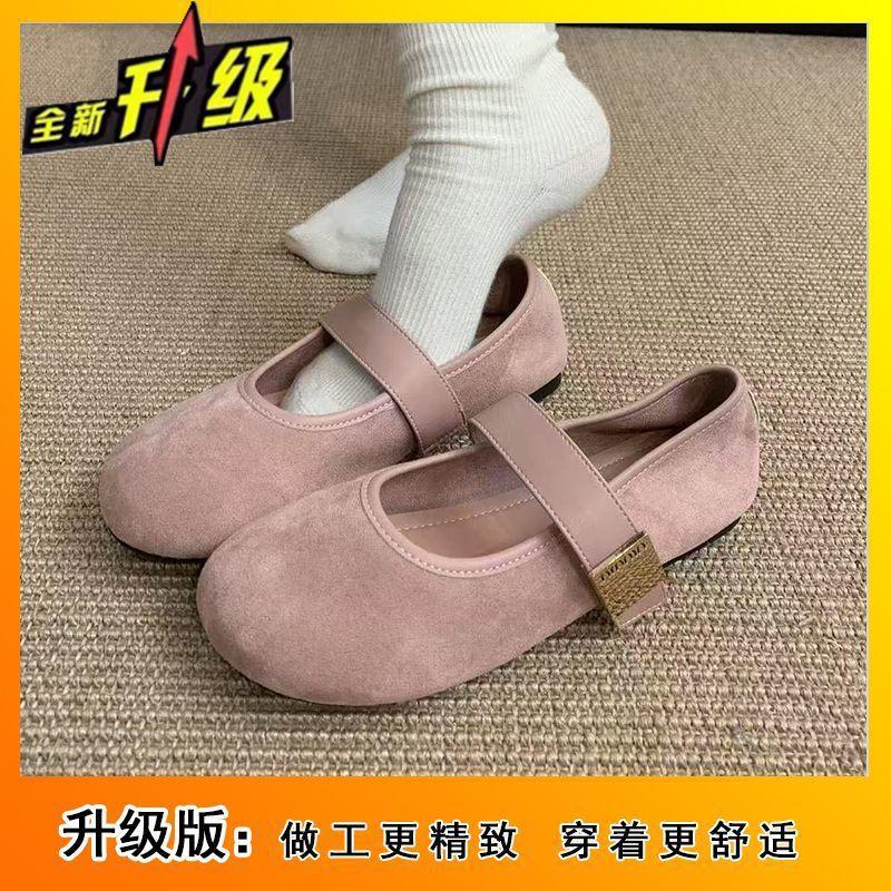 2025 spring and summer new shallow mouth single shoes round head Mary Jane shoes word retro soft bottom flat bottom Internet celebrity women sin
