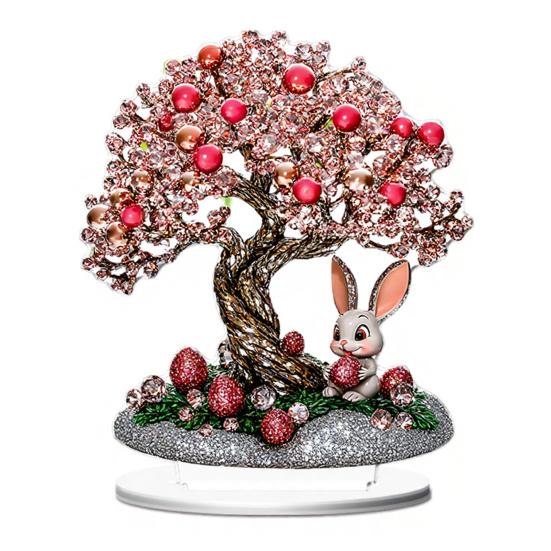 Yousheng Osterhase Acryl Tischschild 2D Flach Bunte Eier Hase Dekoration Zuhause Wohnzimmer Valentinstag Feiertagsparty Tischaufsteller