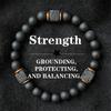 Elastic Adjustable Mens Bracelet 8Mm Black Onyx & Lava Stone Beads Bracelet For Men Beads Charm Bracelet With Elastic Cord