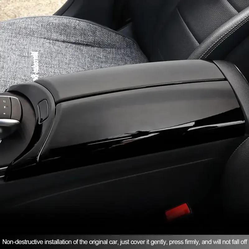 4Pcs Carbon Fiber Car Center Armrest Box Panel Switch Button Cover Interior Accessories For Mercedes Benz E GLC C Class W205