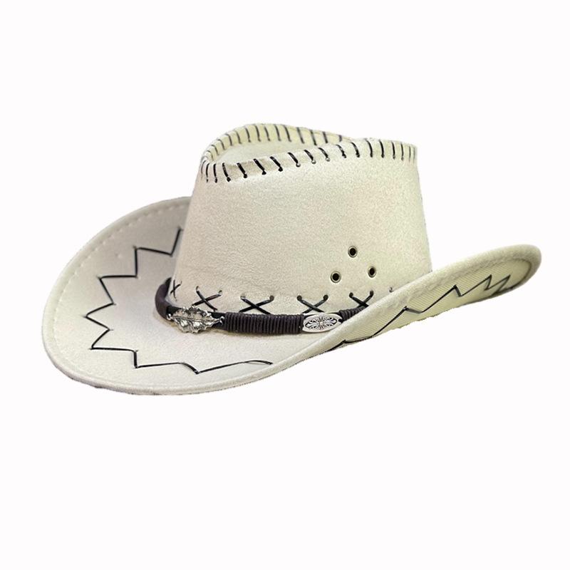 Bull Head Embroidered Belt Western Cowboy Hat Men's and Women's Fashion Show Top Hat Spring and Summer Outdoor Travel Mountaineering Hat