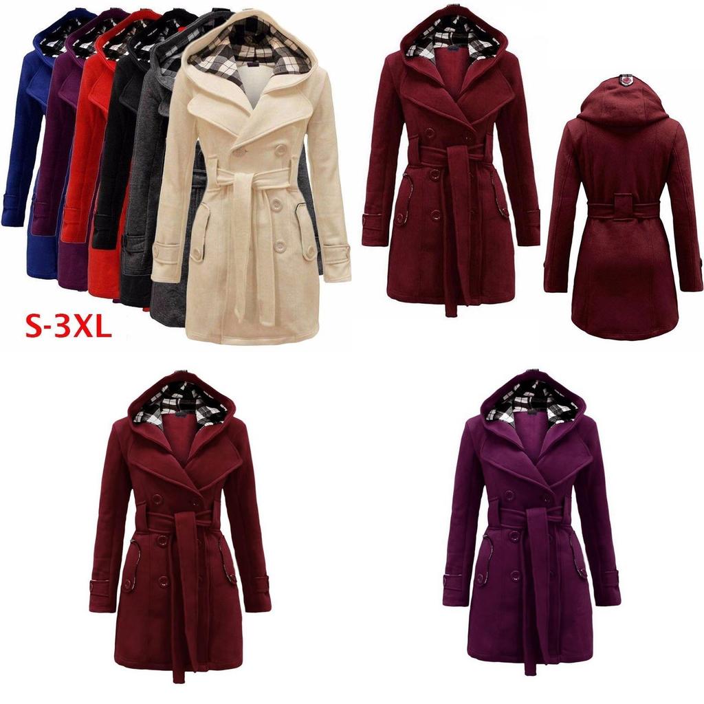 Elegant Women's Overcoat Long Jacket Warm Winter Outwear With Hooded Parka Design