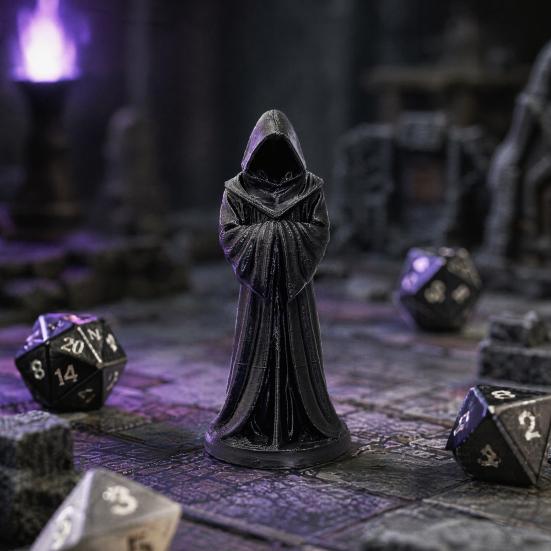 3D-gedrucktes Kapuzenrobe-Ornament, mattschwarze gesichtslose Mönchsfigur, Skulptur im Gothic-Stil, für Halloween Innen- und Außendekoration