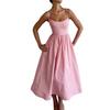 Ladies Evening Dress Tight Waist Sleeveless Backless Sling Low Cut Pleated A Line Big Hem Princess Style Strappy Dress Party Prom Midi Dress
