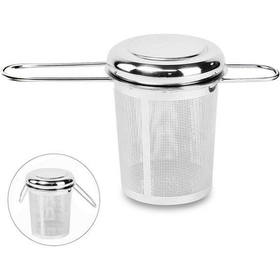Stainless Steel Tea Strainer Infuser with Lid for Loose Leaf Tea Fine Mesh Filter for Teapots Mugs Cups Durable Eco-Friendly
