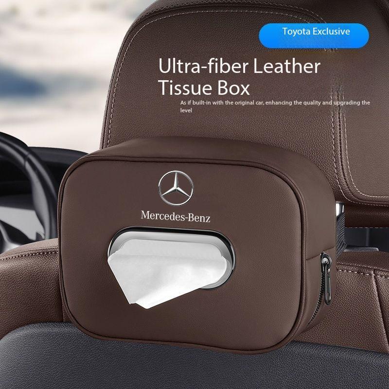 Car Tissue Box Quality Leather Auto Paper Towel Storage Bag For Mercedes Benz W203 W204 W205 W210 W211 W212 CLA CLS GLA GLE GLC BH1