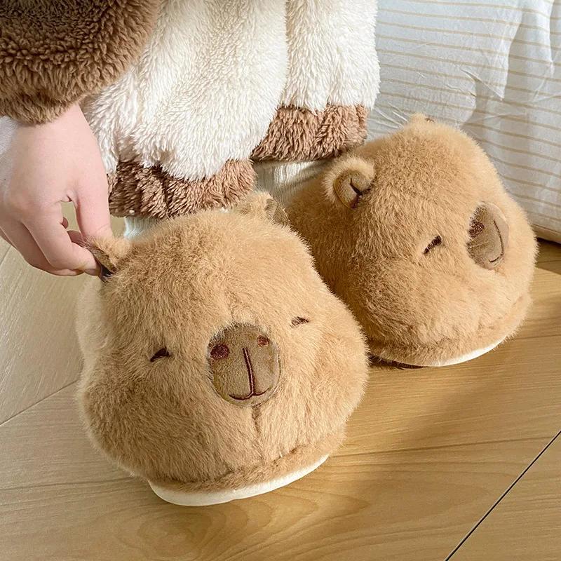 Women Indoor Fluffy Slippers Winter New Plush Warm Cute Cartoon Shoes Ladies Soft Fur Anti-slip Girls Home Floor Cotton Slippers