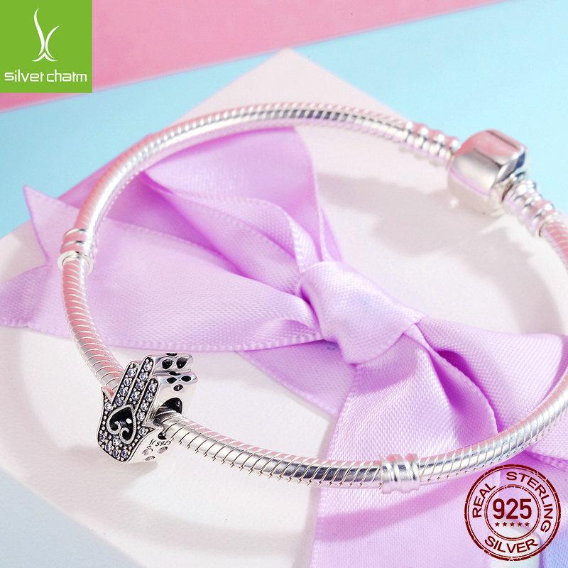 Veloco Sterling Silver s925 Fatima Hand Beads Women's Bracelet DIY Accessory