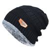 Chapéu de inverno unissex moda malha preta chapéus grossos e quentes gorro gorro macio de malha