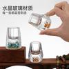 Creative Crystal Baijiu Cup High-Grade Jinshan Cup Gold Foil Baijiu Cup Household One-Bite Cup Set Wine Set Gift Box Packaging