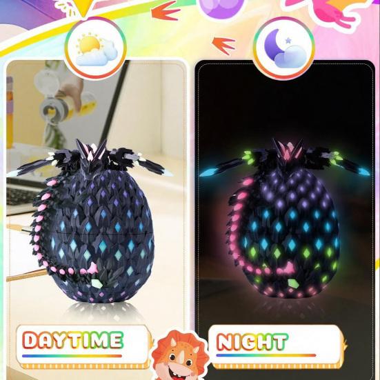 3D Printed Dragon Egg with Dragon Inside Fantasy Tabletop Decoration Articulated Animal Fidget Toy Collectible Christmas Stocking Stuffers for Kids