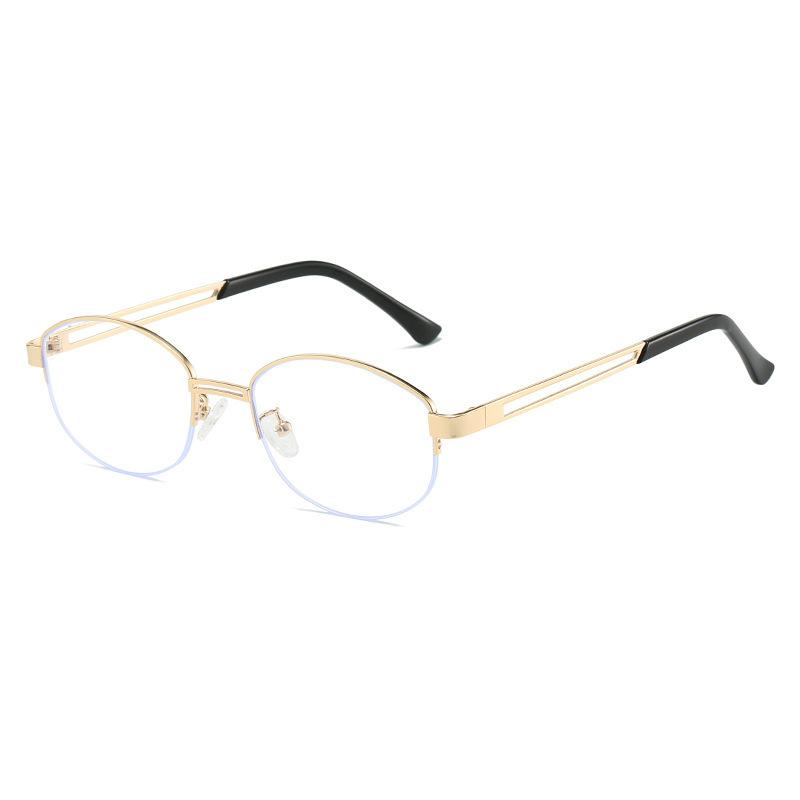 Can Be Paired with Prescription Anti-blue Light Glasses, Pure Desire Style, Half-frame Metal Flat Glasses, High-end Frame for Round Faces,