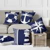Home decor blauw nautisch logo print kussenhoes zachte polyester kussensloop slaapkamer auto funda de almohada