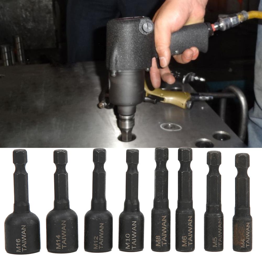 8Pcs Tap Socket High Hardness Alloy Steel 14 Hex Shank Air Screwdriver Accessories