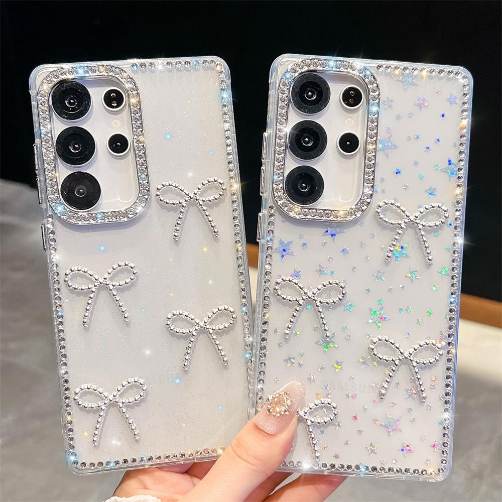 Apple iPhone 11PRO Samsung A11 Mobile Phone Case S11FE/S11 Handmade Rhinestone with Diamond Bow