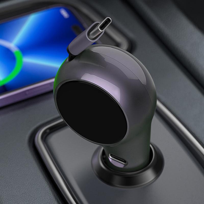 Portable Car Super Fast Charger Type-C Flash Charging Car Phone Charger Retractable Cable Cell Phone Chargers Vehicle Supplies