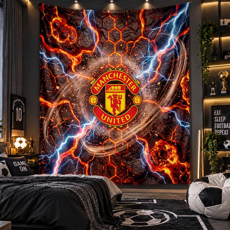 Wall Hanging Tapestry Manchester United Print Cloth for Living Room Bedroom Home Decor