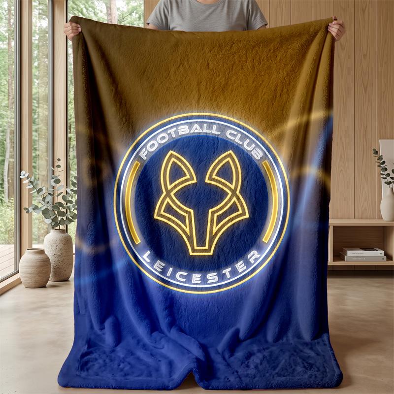 Leicester City Fußball Druck Flanell Decke, Weiche Warme Leichte Überwurfdecke für Sofa Bett Camping