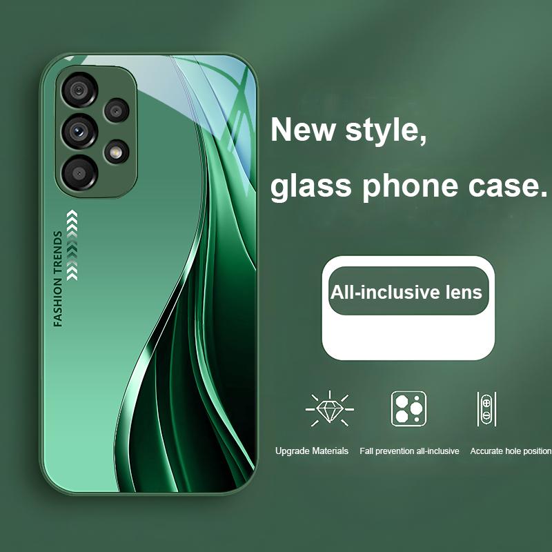 Modetrends Grün Für Samsung Galaxy S24 Plus S20 21 FE S23 Ultra S8 9 A70 72 73 50 51 52 53 Gehärtetes Glas Handyhülle