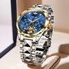 OUPINKE Automatic Watch Business Mechanical Watch Skeleton Waterproof Calendar Automatic Winding Manual Winding Hollow Dial Blue Men's - - - - - / - -