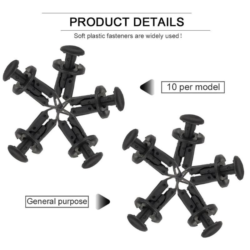 190Pcs Auto Plastic Buckle Bumper Clips Fixing Nail Kit 6 Styles Plastic Retainer Fasteners Clip Car Body Push Rivets Parts