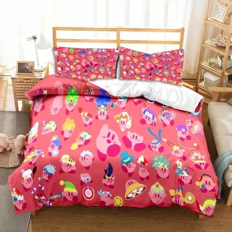 3D Printed Kawaii Kirby Bedding Set Single Twin Full Queen King Size Soft Comfortable Bed Set for Adult Kids