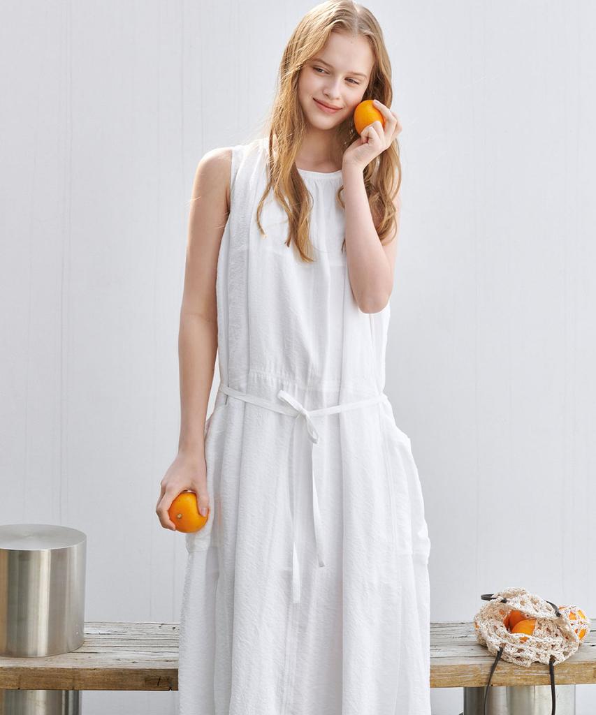 Marop 7106 Sleeveless Long Dress (White)