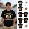 Men Tee Shirt Punch Monkey Pattern Round Neck Short Sleeve Pullover Tops Stretchy Fit Solid Color Casual Tops Daily