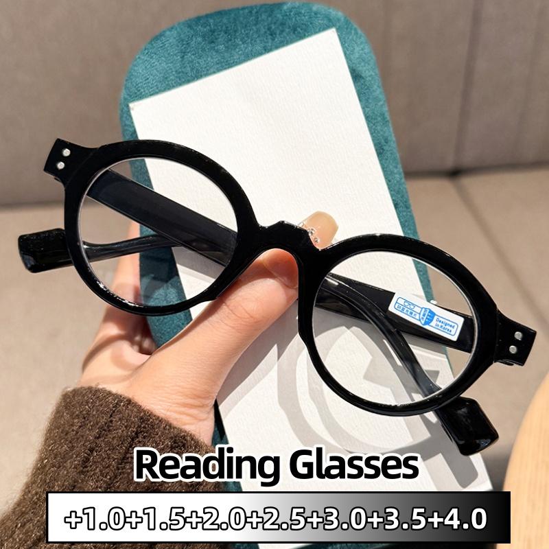 Vintage Retro Round-framed Reading Eyeglasses Premium Quality Full Frame Trendy HD Blue Ray Blocking Durable Eyeglasses +1.0 To +4.0