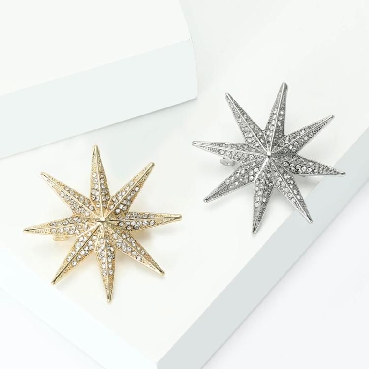 8-Pointed Star Decorative Brooch Accessory Alloy Badge For Sparkling Up Ensembles During Commutes Parties