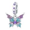 Charms de Cuentas cobre Auténtico Moradoazulado Mariposa Insecto Colgante Charms de Cuentas Compatibles Con Pulseras Joyería Bricolaje Regalo para Mujer Accesorio