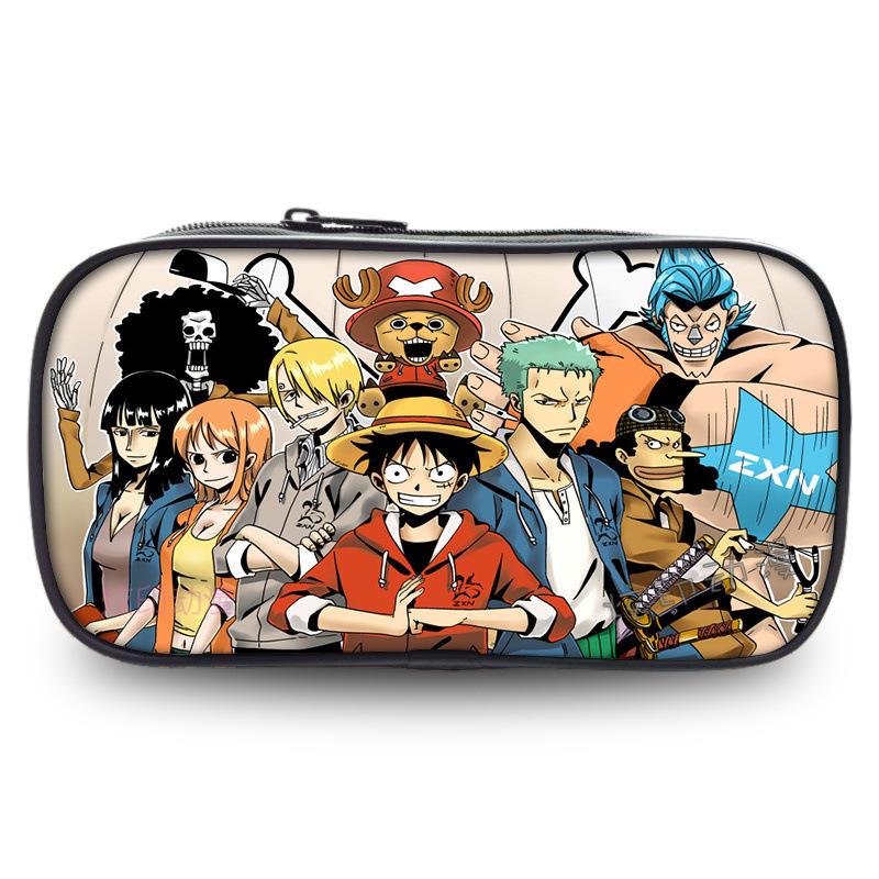 One Piece Printed Pencil Case, Large Capacity Student Pencil Case/Stationery Box (Luffy/Zoro Style)