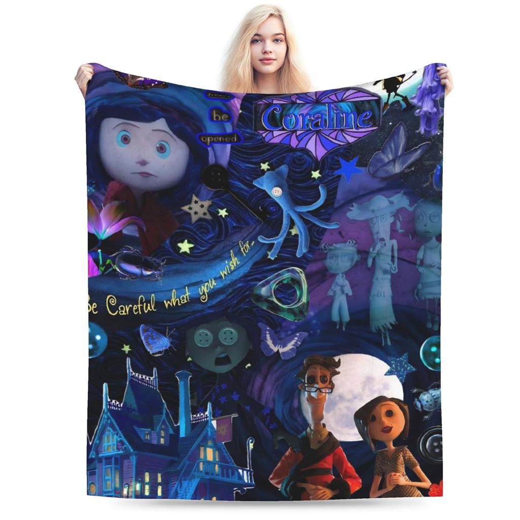 Coralines Flannel Blankets Winter  Warm Bedding Throws for Girls Boys Living Room Funny Bedspread Sofa Bed Cover