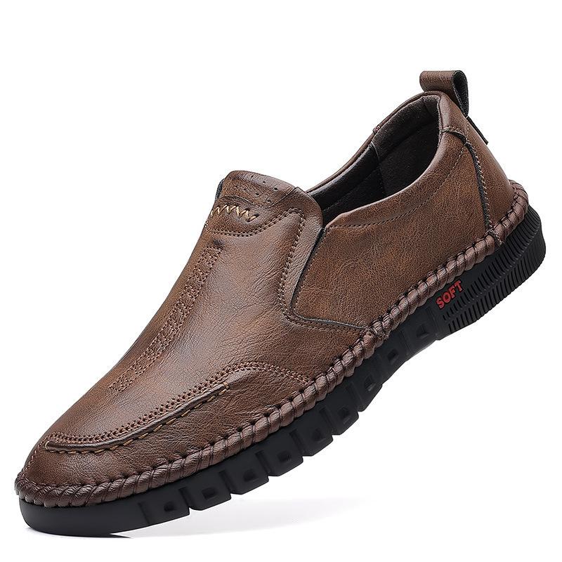 Men's Shoes Spring New Trendy Shoes Men's Leather Shoes Soft Sole Middle-aged Versatile Casual Shoes Men's Leather Shoes