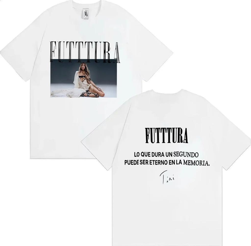 Popular Singer TINI Futttura 2026 Tour Merchandise DoubleSided Printed Y2K Retro Style Summer 100 Cotton Loose TShirt