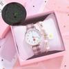 (Watch + Bracelet) Women's Watch. Leather Strap with Beautiful Quartz Watch