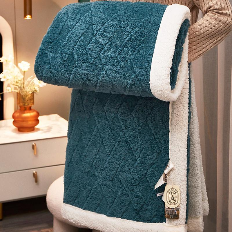 Thick Winter Blanket Throw Soft Warm Wool Blankets for Beds Plaid Taff Cashmere Lamb Thermal Quilt Bedspread