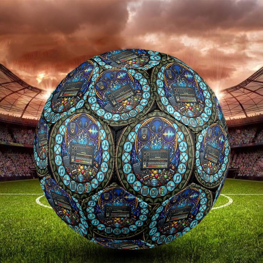 Music Technology Icons Round Football Size 5 Adult Ball Suitable for Training Matches and Outdoor Team.